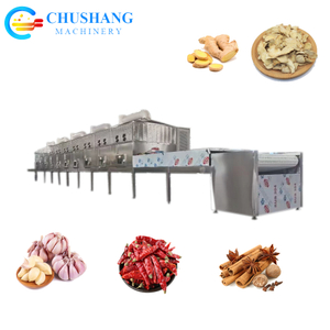 PLC Control Microwave Dryer Sterilizer Machine for Ginger Garlic Chili Peppers Cinnamon Spices Medicinal Herbs 