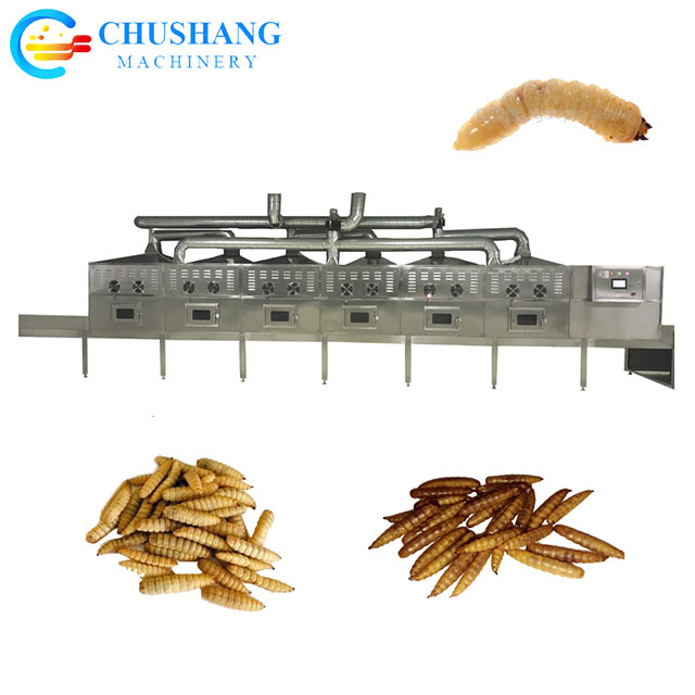 Continuous Microwave Black Soldier Fly Mealworms Tenebrio Molitor Superworm Live Larvae inactivation Dryer Equipment