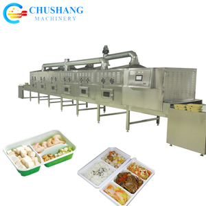 Automatic Central Kitchen Fast Food Boxed Meal Chilled Pre-Made Food Tunnel Microwave Heating Sterilization Machine